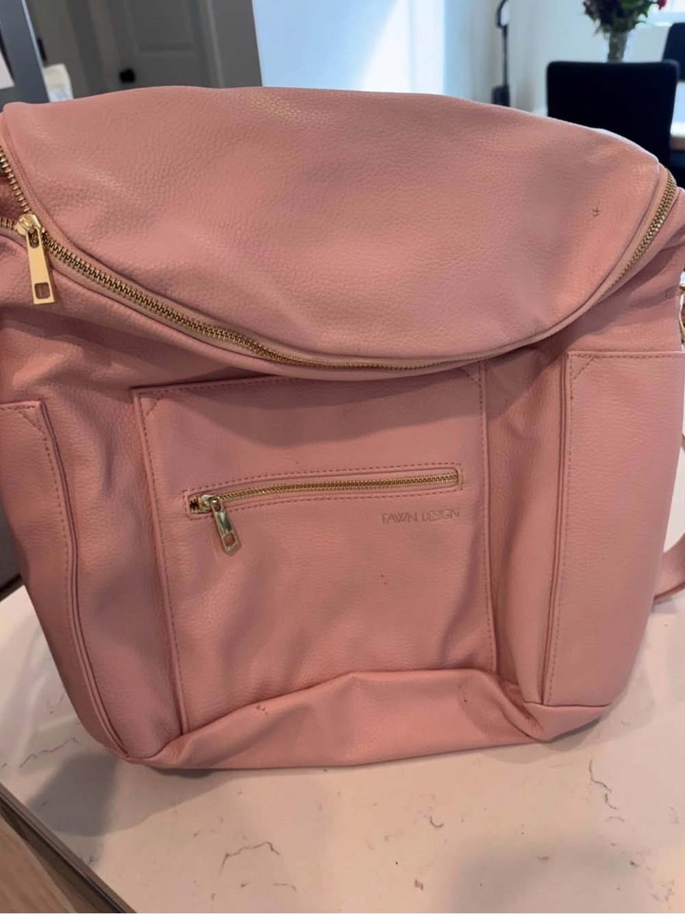 Fawn Design Blush Pink Leather Convertible Backpack Tote